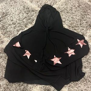 Light weight cropped hoodie rose gold stars on sleeves